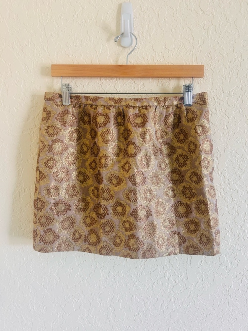 J. Crew Metallic Gold Floral Jacquard Mini  skirt